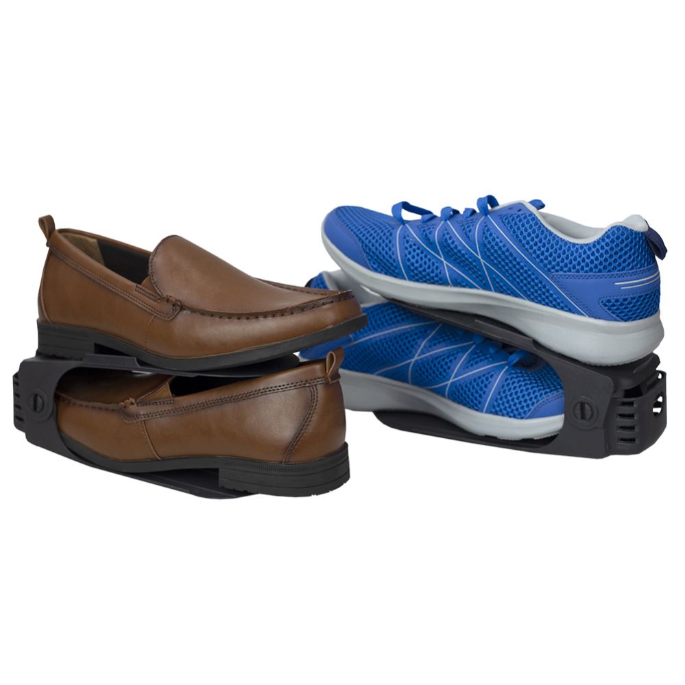 Wholesale Footwear Home Basics Adjustable Plastic Shoe Space Saver, Black