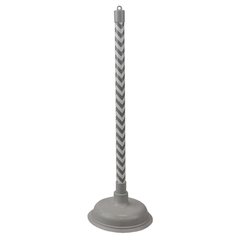 Wholesale Footwear Home Basics Chevron Force Cup Rubber Plunger, Grey