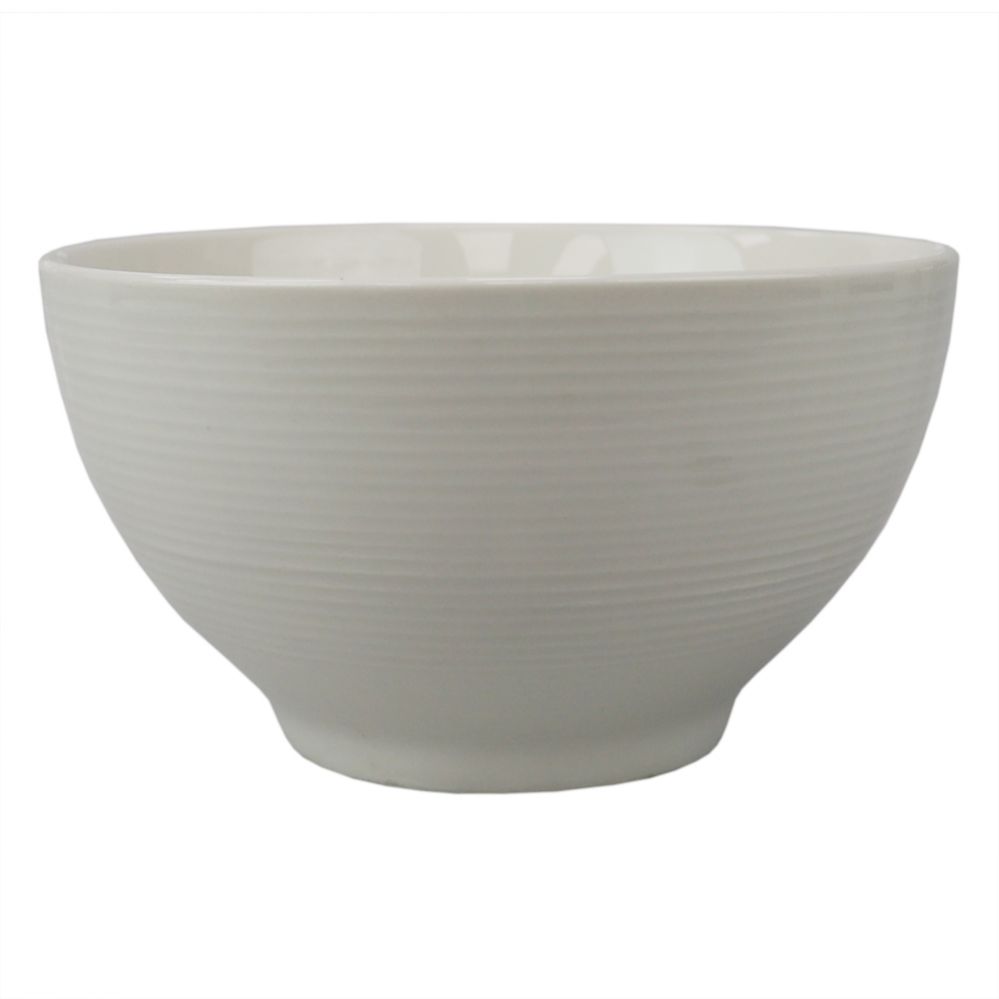 Wholesale Footwear Home Basics Embossed Thread 6" Ceramic Bowl, White