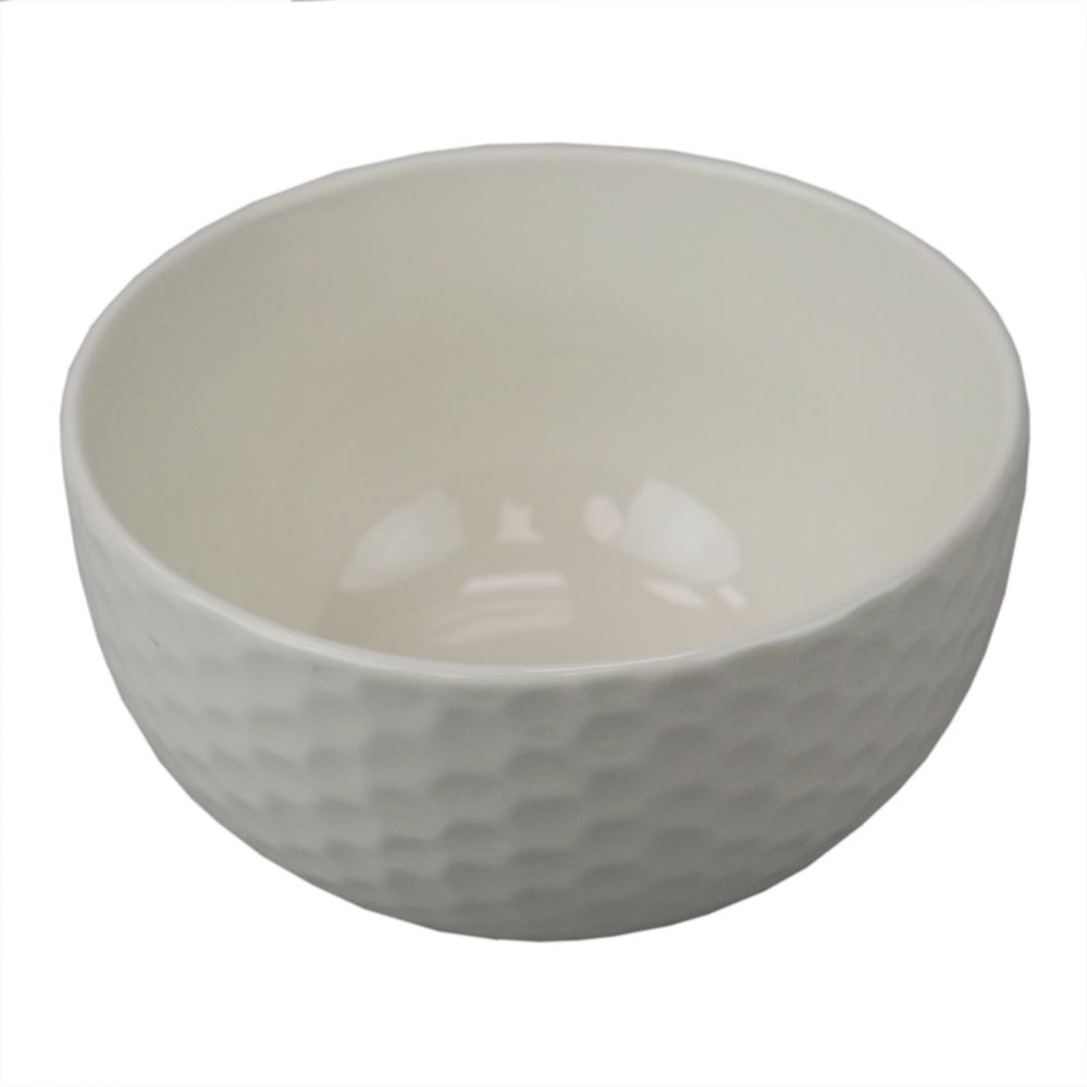 Wholesale Footwear Home Basics Embossed Honeycomb 5.5" Ceramic Bowl, White