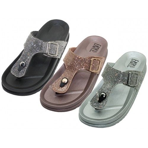 Wholesale Footwear Women's Rhinestone Upper Comfortable Sandals Size 5-10