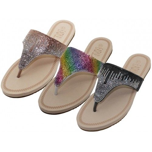 Wholesale Footwear Women's Rhinestone Upper Sandals Size 5-10