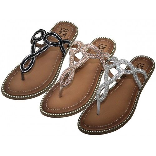 Wholesale Footwear Women's Rhinestone Upper Sandals Size 5-10