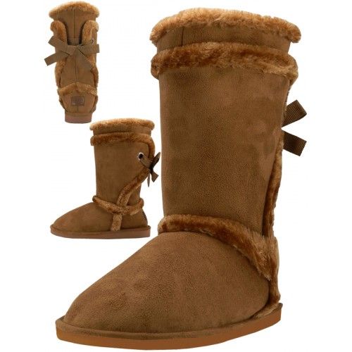 Wholesale Footwear Women's Microfiber Faux Fur Lining Winter Boots In Beige