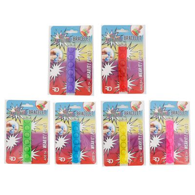 Wholesale Footwear Fidget Bracelet Snap Pop 6ast Colors Pb/ins Stocklot Age 5+