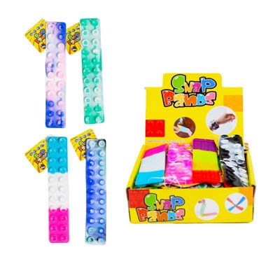 Wholesale Footwear Fidget Snap Band Silicone Suction Cup Ast Colors 36pc Pdq