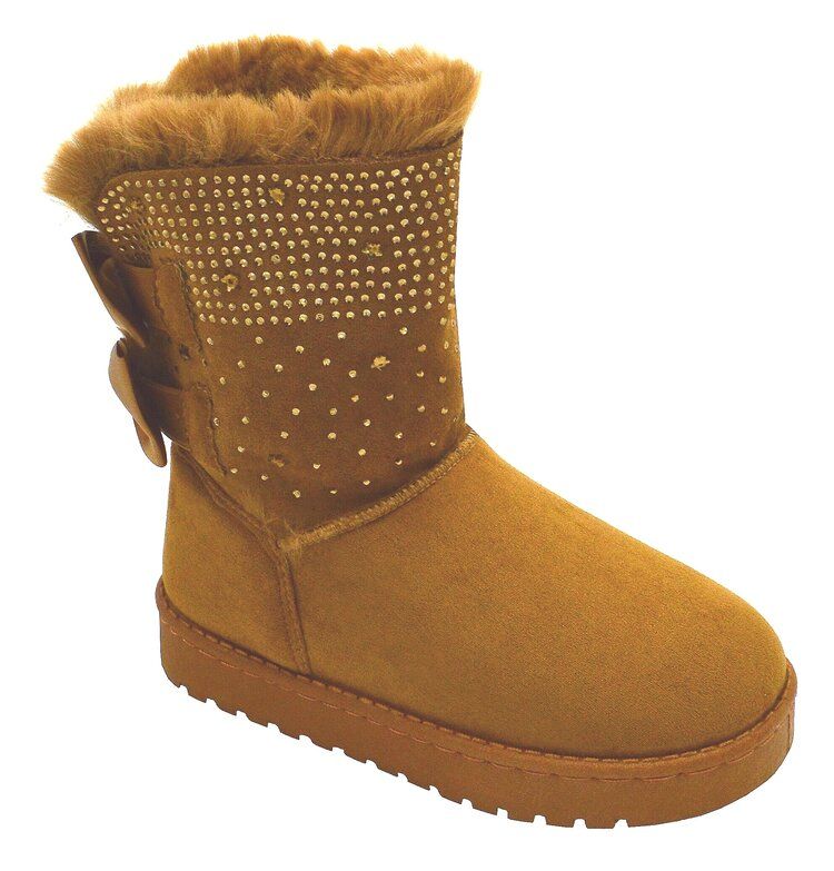Wholesale Footwear Girls Toddler Little Kid Warm Fur Winter Ankle Boot In Tan