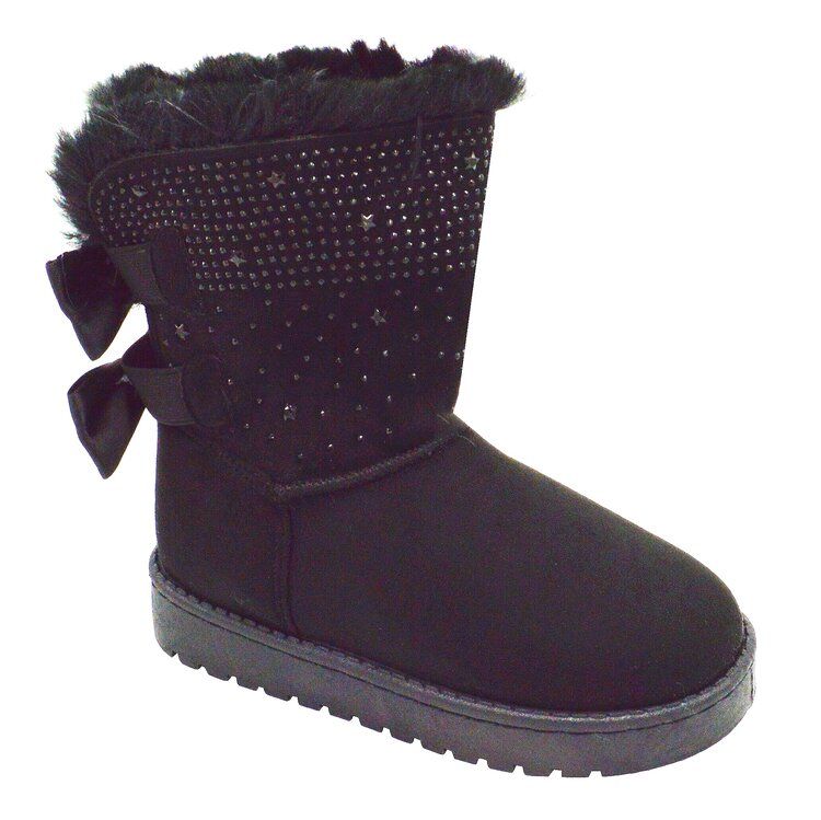 Wholesale Footwear Girls Toddler Little Kid Warm Fur Winter Ankle Boot In Black
