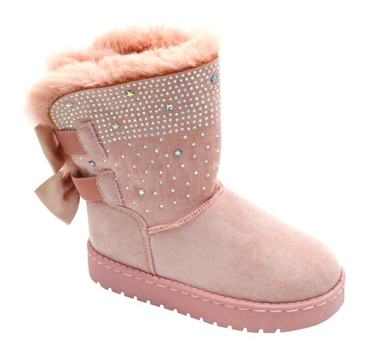 Wholesale Footwear Girls Toddler Little Kid Warm Fur Winter Ankle Boot In Pink