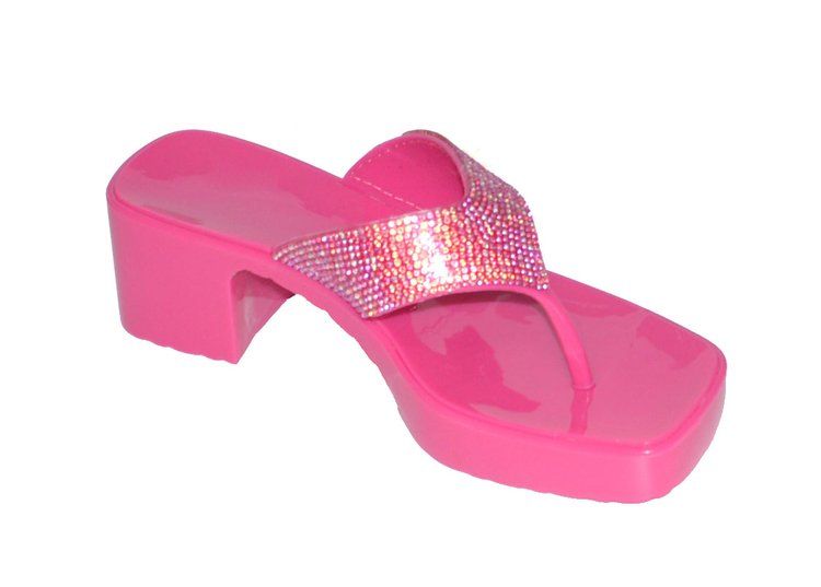 Wholesale Footwear Women's Slip On Sandals Slide Glitter Bling Casual Sandal In Fuschia