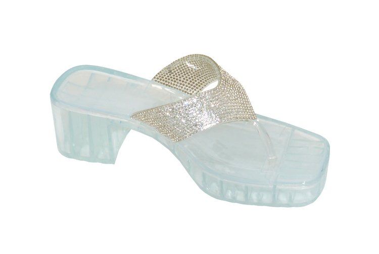 Wholesale Footwear Women's Slip On Sandals Slide Glitter Bling Casual Sandal In Clear