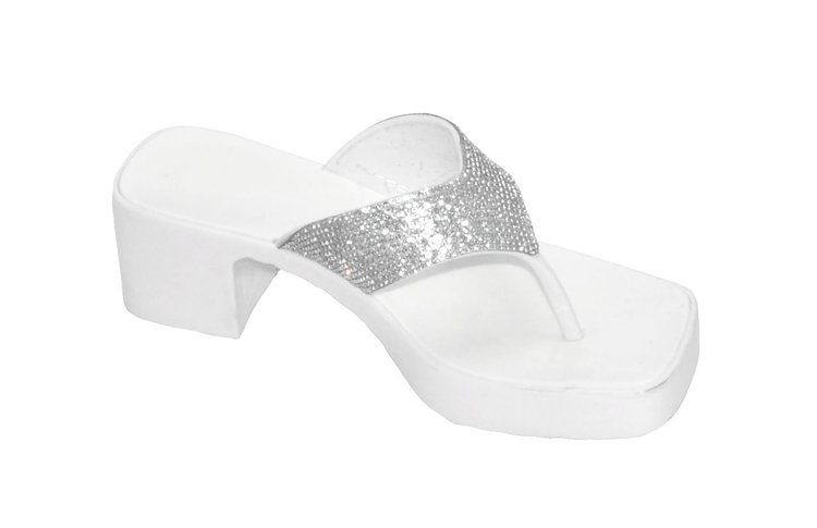 Wholesale Footwear Women's Slip On Sandals Slide Glitter Bling Casual Sandal In White