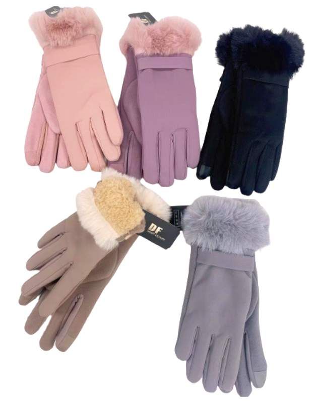 Wholesale Footwear Lady Winter Fur Touch Gloves Solid Color