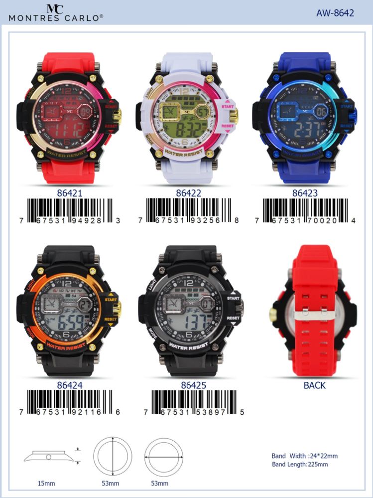 Wholesale Footwear Digital Watch - 86421 assorted colors