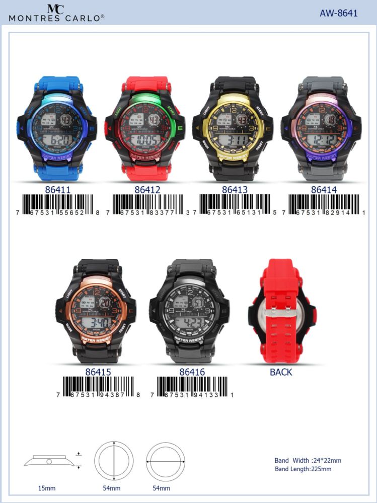 Wholesale Footwear Digital Watch - 86411 assorted colors