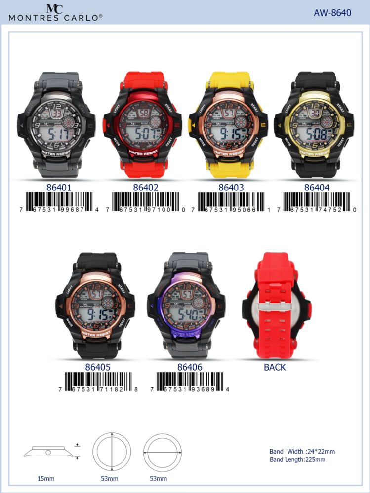 Wholesale Footwear Digital Watch - 86404 assorted colors