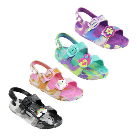 Wholesale Footwear Girl's Toddler Marble Double Strap Sandal Assorted