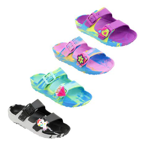 Wholesale Footwear Big Girl's Marble Double Strap Sandal Assorted