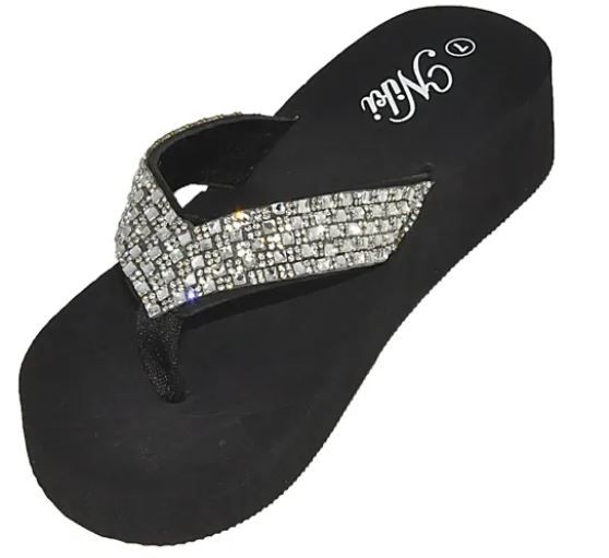 Wholesale Footwear Ladies' Jewel Fashion Strap On A Wedge Sandal
