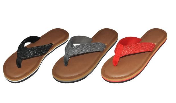Wholesale Footwear Glitter Cloth Straps Sandals