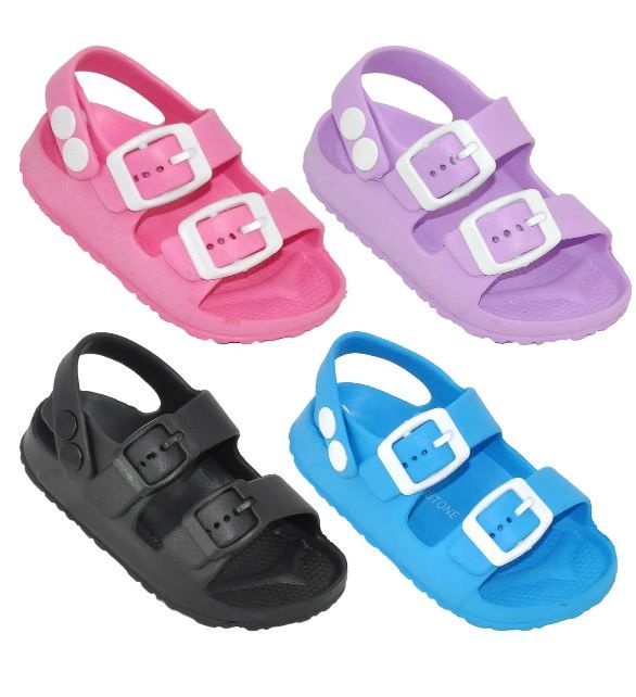 Wholesale Footwear Kids Two Buckle Strap And A Snap Back Strap Slides