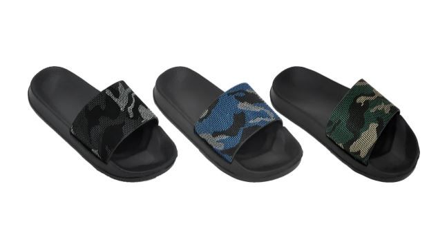 Wholesale Footwear Beaded Camo Print Slides