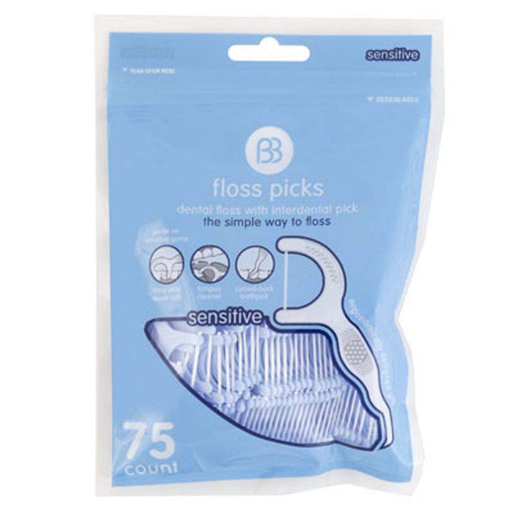 Wholesale Footwear Dental Floss Picks 75ct Sensitive Brush Buddies