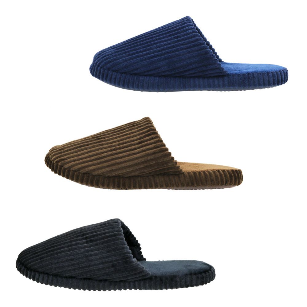 Wholesale Footwear Men's Stripe Cord Slipper Assorted