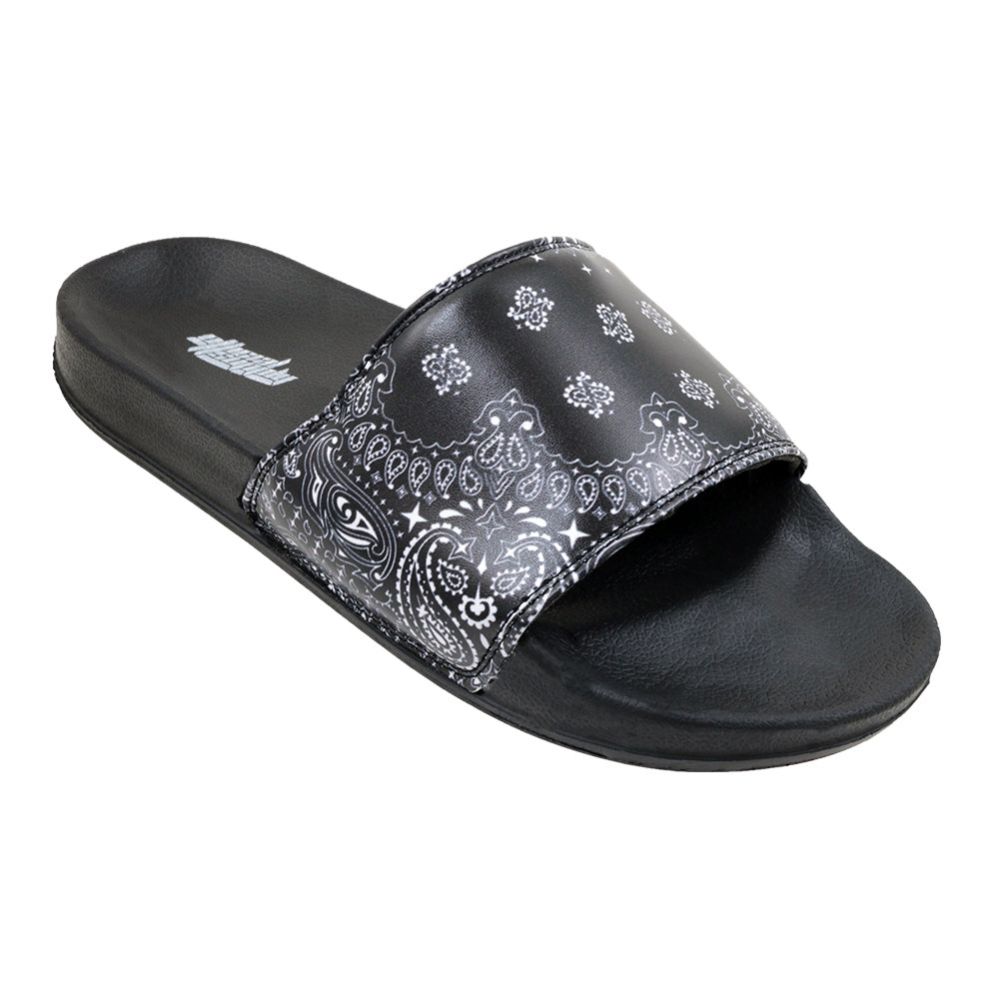 Wholesale Footwear Men's Black Bandana Slide Black Bandana