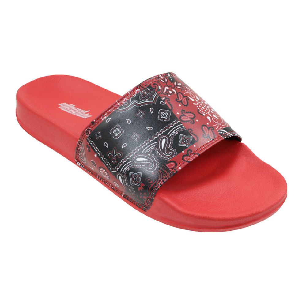Wholesale Footwear Men's Red Bandana Slide Red Bandana