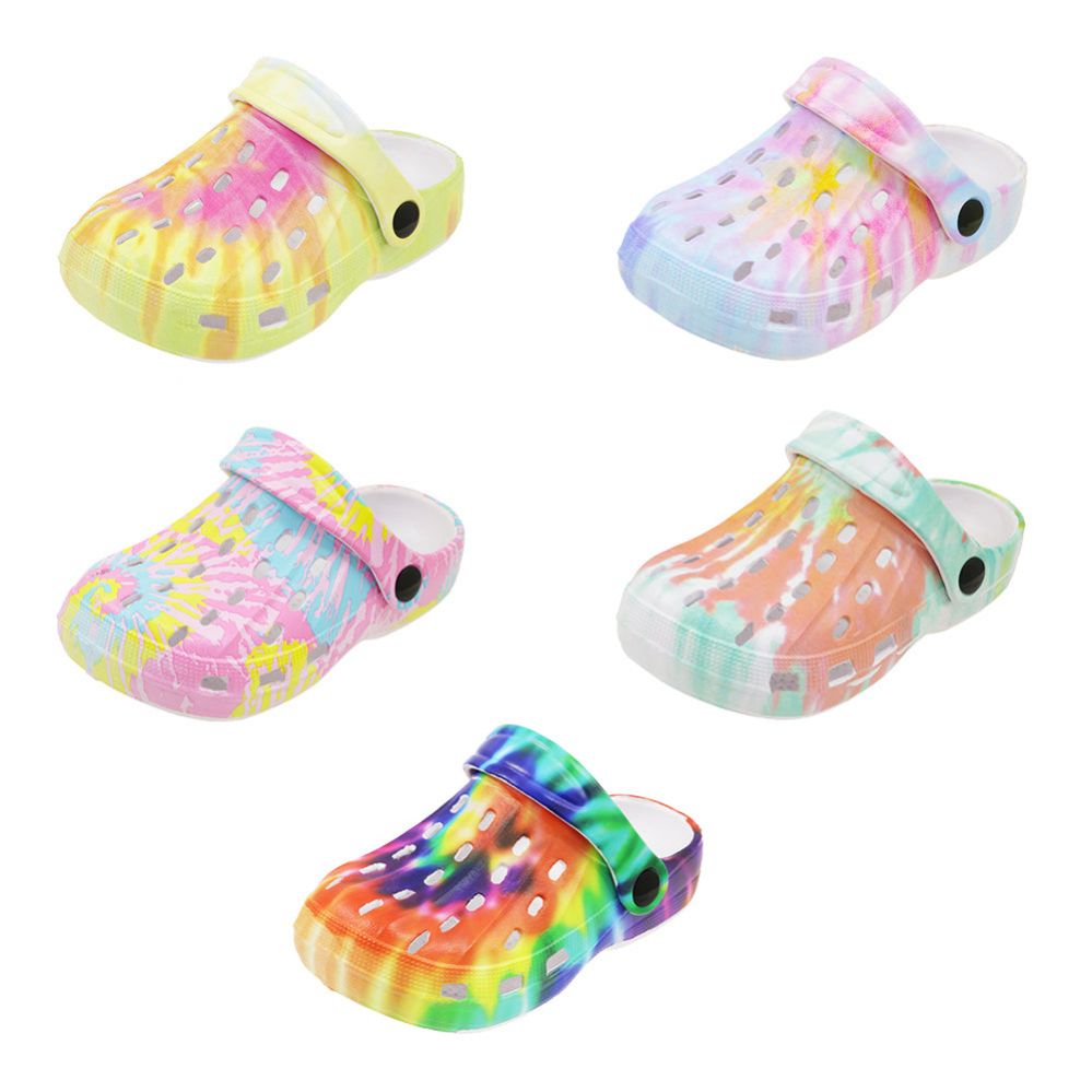 Wholesale Footwear Unisex Kid's Tie Dye Clog Assorted