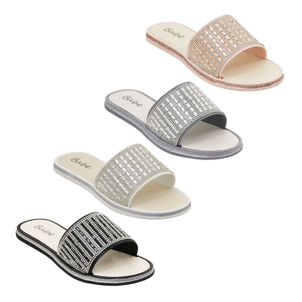 Wholesale Footwear Woman's Glitter Wrap Rhinestone Slide Assorted