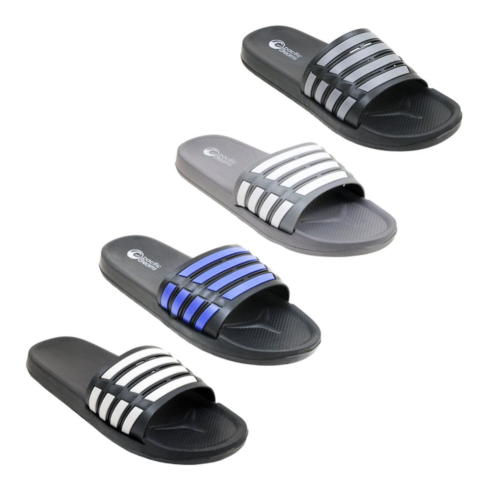 Wholesale Footwear Men's Stripe Slide Assorted