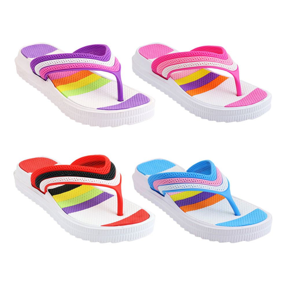 Wholesale Footwear Women`s Sandals Assorted Striped Colors