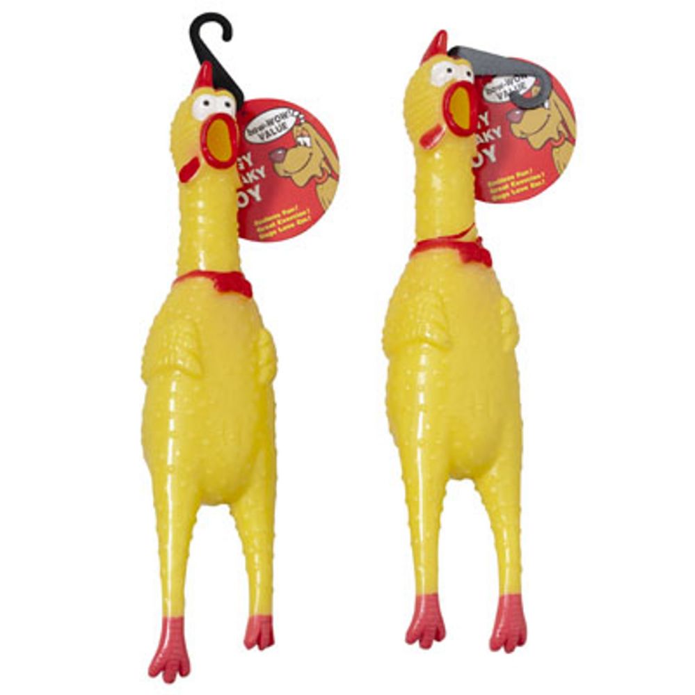 Wholesale Footwear Dog Toy Vinyl Chicken With Squeaker 13-1/4 Inch On Chain 4 Chains Per Case 12 Per Chain