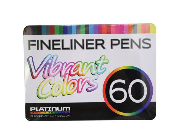 Wholesale Footwear Platinum Art Supplies 60 Piece Set Fine Liner Pens In Vibrant
