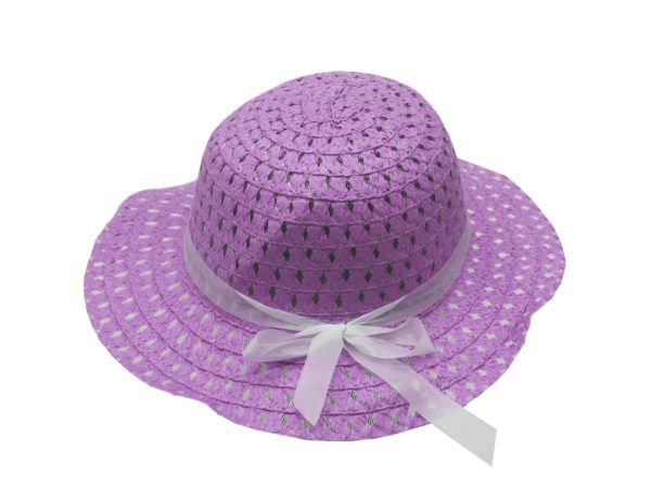 Wholesale Footwear Purple Straw Children's Bonnet Hat