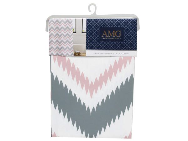 Wholesale Footwear Amg Bath Collection 70 In X 72 In Blush Zig Zag Print Peva Showe