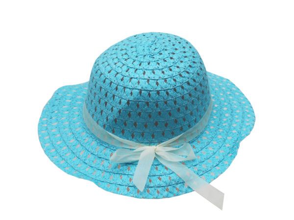 Wholesale Footwear Blue Straw Children's Bonnet Hat