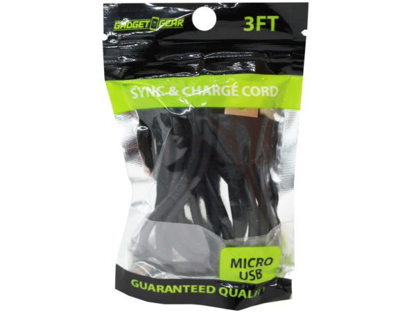 Wholesale Footwear Gadget Gear 3 Foot Micro Usb Cable In Bag
