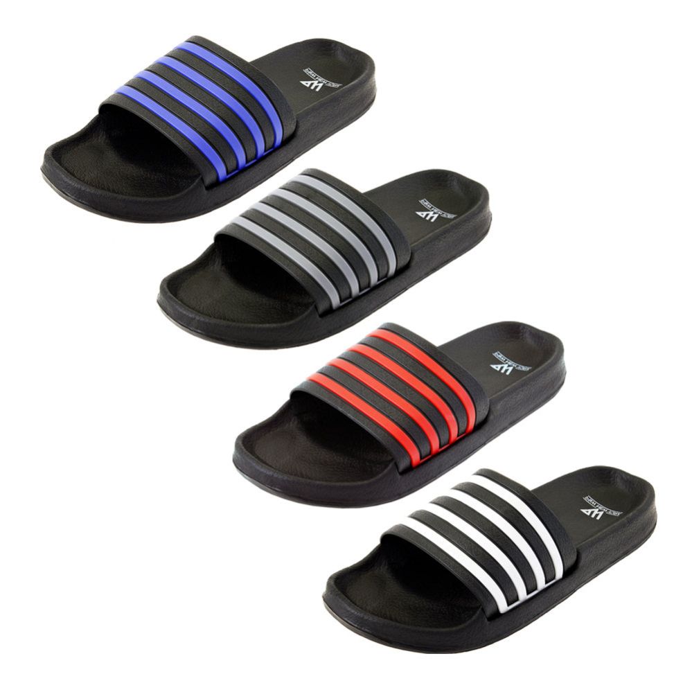 Wholesale Footwear Men's Stripe Slide Assorted
