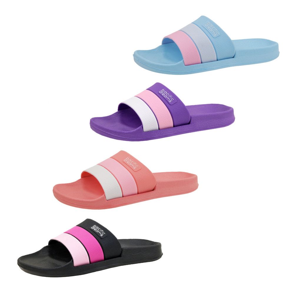 Wholesale Footwear Women's Tri Color Slide Assorted