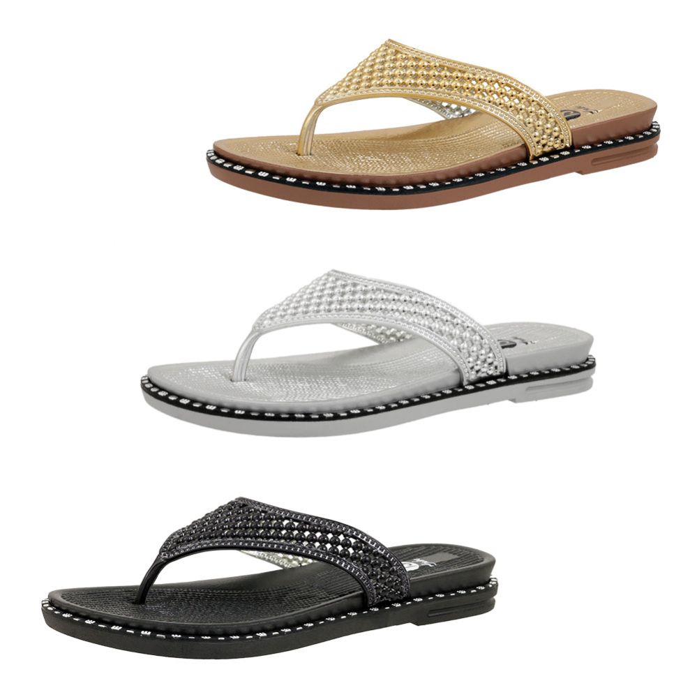 Wholesale Footwear Women's Metallic Bead Sandal AssorteD-1