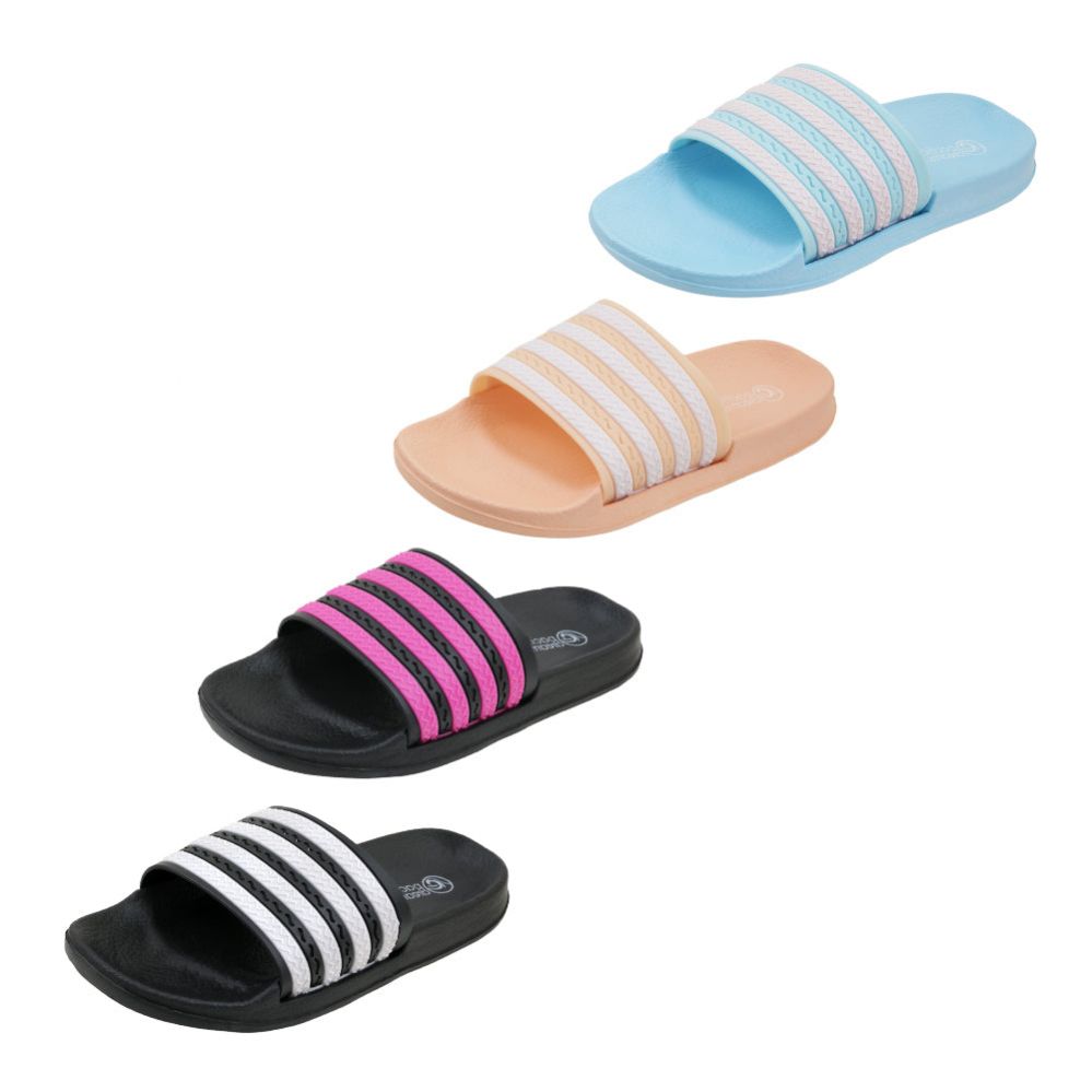 Wholesale Footwear Women's Stripe Slide Assorted