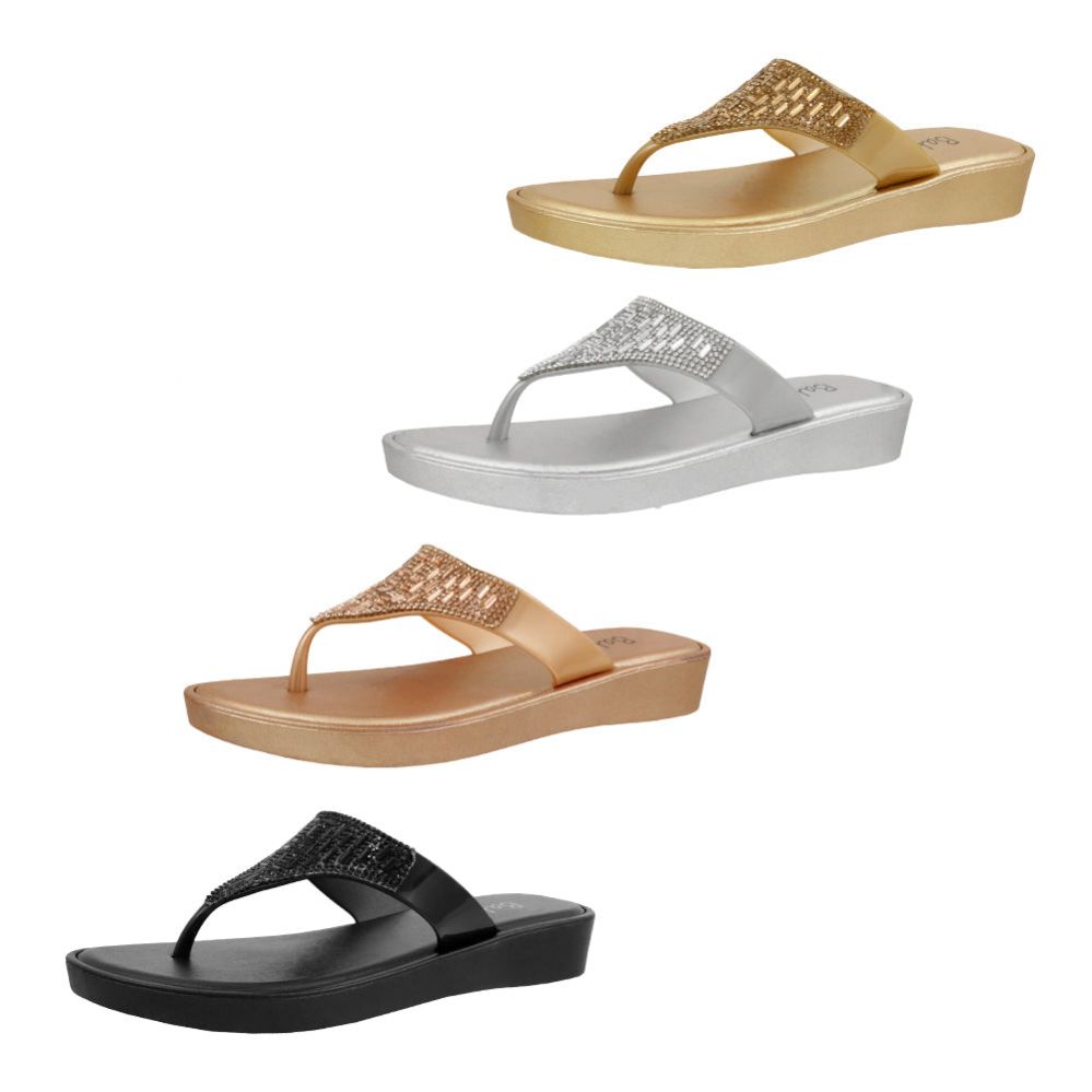 Wholesale Footwear Women's Shield Rhinestone  Platform Sandal Assorted