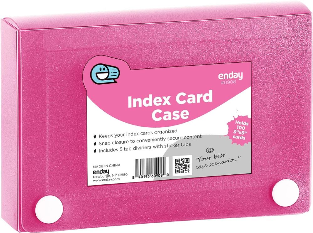 Wholesale Footwear 3" X 5" Index Card Case Holds 5 Tab Dividers Pink