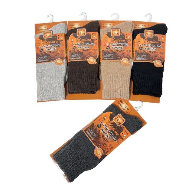 Wholesale Footwear Men's Merino Lamb's Wool Socks Assorted Colors