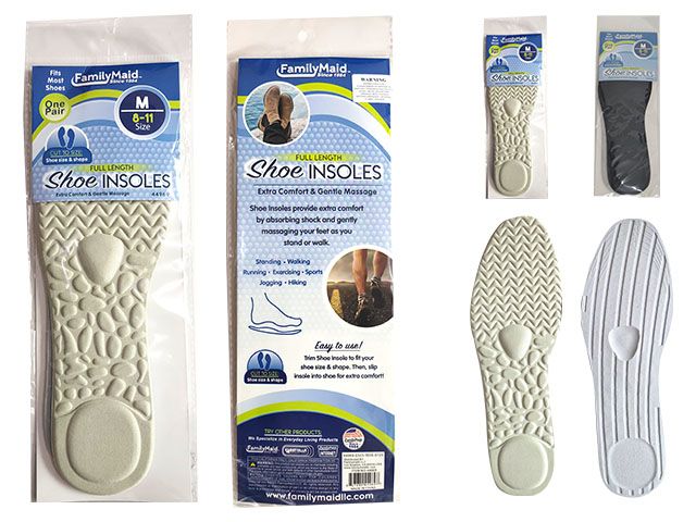Wholesale Footwear 2-Piece Massaging Foot Insoles In Black And Grey