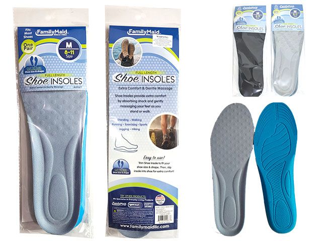 Wholesale Footwear Men's Cushioned Shoe Insoles In Black And Grey