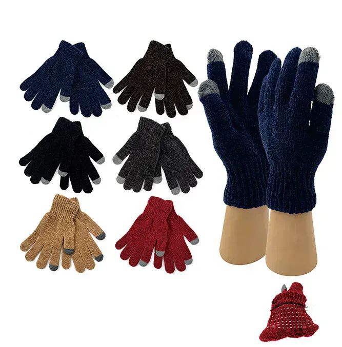 Wholesale Footwear Unisex Chenille Touchscreen Warm Winter Gloves
